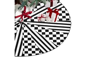 M YESCUSTOM Halloween Tree Skirt Black and White Checkered Racing Christmas Tree Skirt Mat for Holiday New Year Xmas Party Decoration 48 inches