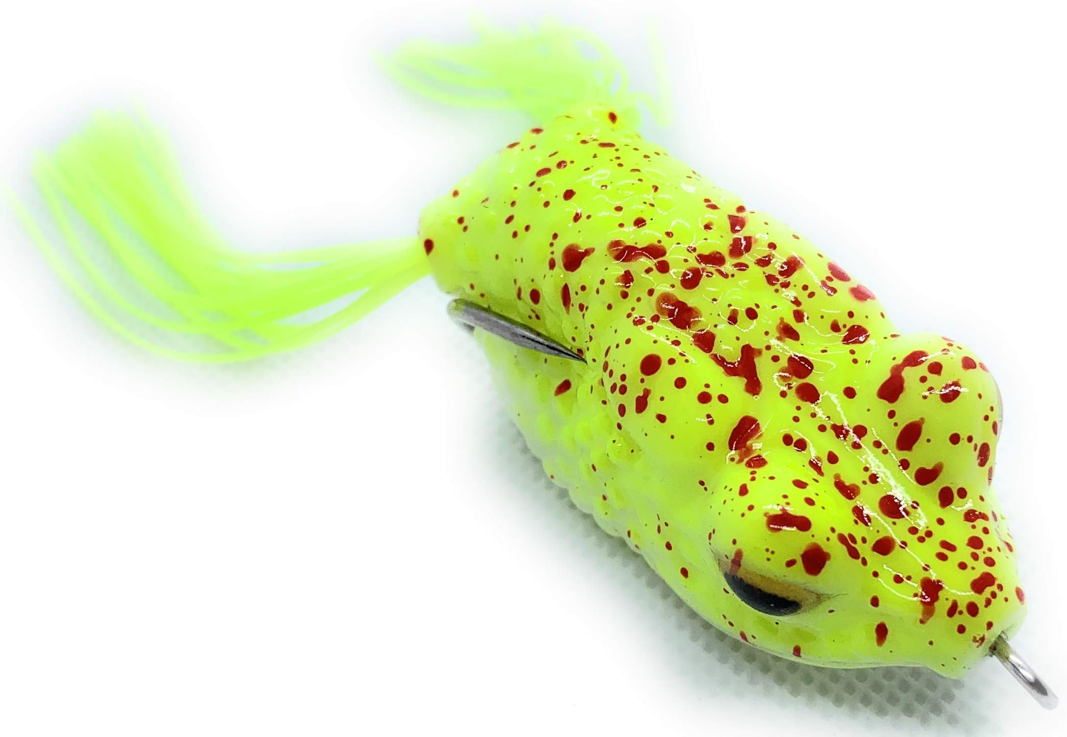 RubberBaits 2.2" Topwater Frog Lures, Popper, Soft Fishing Lure Kit with Tackle Box for Bass Pike Snakehead Dogfish Musky