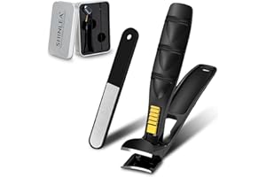 SHINLEA Nail Clippers for Seniors Thick Toenail, Professional Fingernail Toenail Clippers with Catcher, Sharp Wide Opening and Long Handle Nail Cutter for Men Women, Black