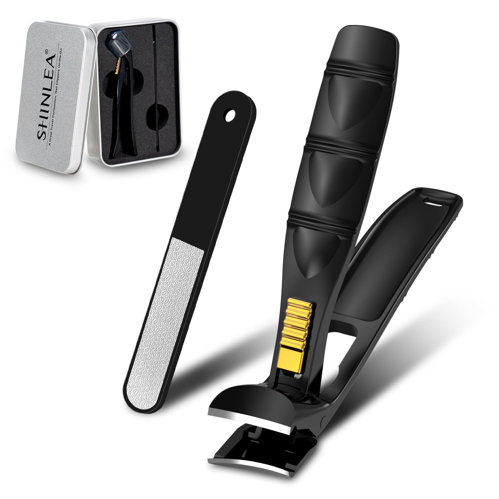 Photo 1 of SHINLEA Nail Clippers for Seniors Thick Toenail, Professional Fingernail Toenail Clippers with Catcher, Sharp Wide Opening and Long Handle Nail Cutter for Men Women, Black