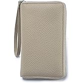 Leather Travel Wallet, RFID passport wallet for travel, with Zippered Pocket and Cash Slot, for Secure Traveling and Documentation Organizer (Eephant Grey)