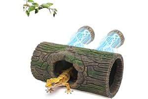 REPTITRIP Magnetic Crested Gecko Hide - Resin Hollow Log Cave, Reptile Hide Cave, Reptile & Amphibian Habitat Hideouts, Terrarium Decor