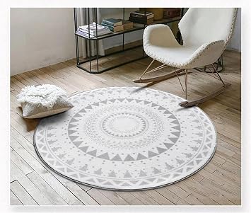 Runde Teppiche Wohnzimmer Schlafzimmer Grau Geometrisch Teppich