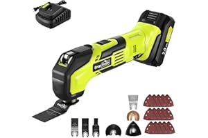 SnapFresh Oscillating Multi Tool Cordless, 20V DIY Tool Kit, 6 Speed, 3.2°Oscillation Angle, Quick-Lock Replaceable, 24pcs Accessories, Battery & Fast Charger, For Scraping, Blades Sanding, Cutting
