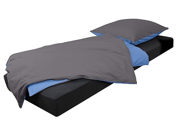 npluseins Bettwäsche -  Kombi aus 2 Uni-Farben - 100% Baumwolle 705.1316, anthrazit-blau