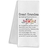 Qpenm Great Grandma Gifts Kitchen Dish Towels, 16x24 Inch, Cotton Waffle Weave, Super Absorbent, Farmhouse Kitchen Style, Great Grandma6 Color, Letter Print Pattern