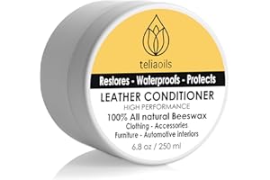 Teliaoils Leather Conditioner - Natural Clear Leather Repair Care Balm - Waterproofing Leather Salve Restorer, Softener & Protector - for Upholstery, Furniture, Shoes, Sofa & More (250 ml)