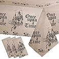 AIBIIN 3 Pack Fairytale Birthday Tablecloth Decorations Once Upon a Time Baby Shower Decorations Story Book Plastic Tablecloth Castle Birthday Baby Shower Table Cover Decorations 108 x 54 Inch
