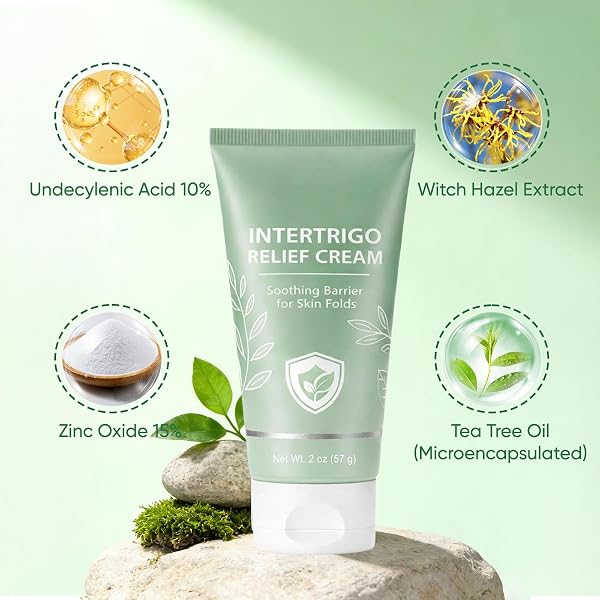 HEALORA INTERTRIGO RELIEF CREAM FOR WOMEN, SKIN FOLD BARRIER CREAM FOR MOISTURE & FRICTION PROTECTION, HELPS SOOTHE IRRITATED SKIN, REDUCE MOISTURE & FRICTION, 2 OZ