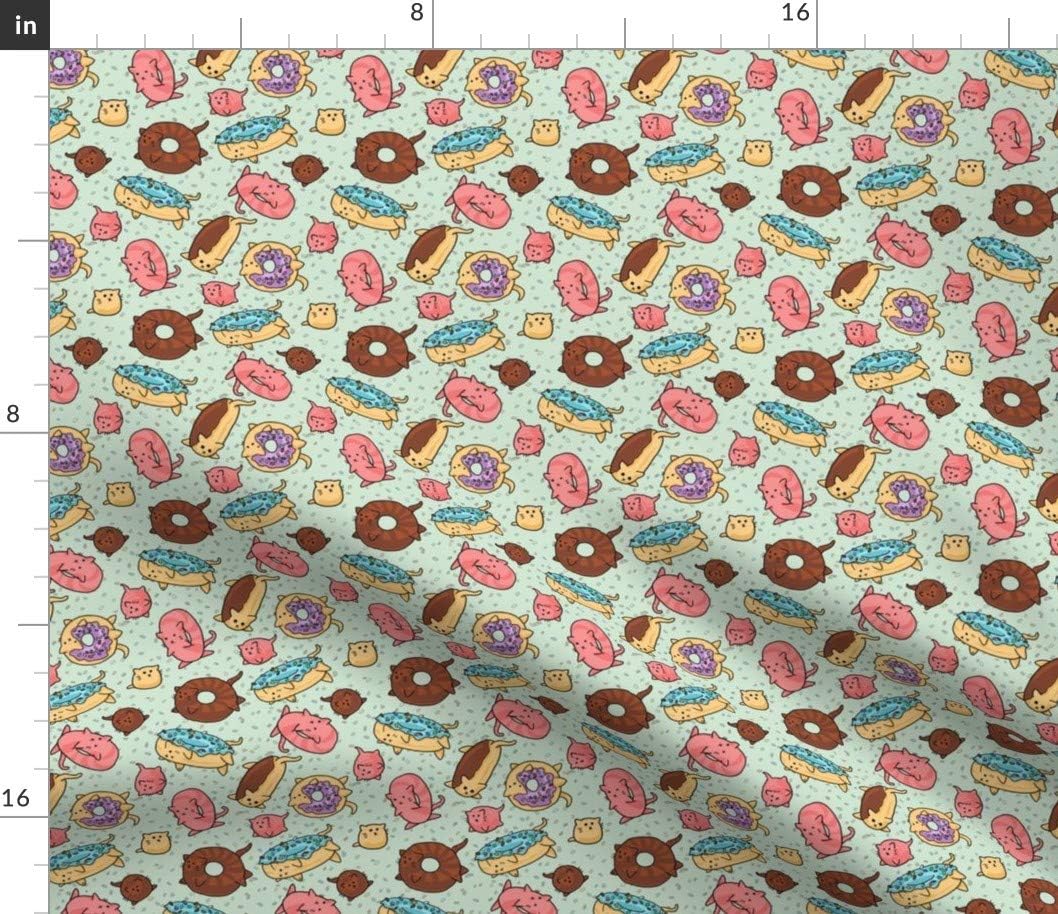 Spoonflower Fabric - Donuts Cats Cat Cute Food Funny Novelty Printed on Petal Signature Cotton Fabric by The Yard - Sewing Quilting Apparel Crafts Decor