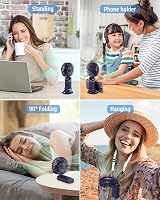 FAPPEN Mini Handheld Fan Rechargeable 5 Speed Folding Portable USB Fan Deep Blue view 5