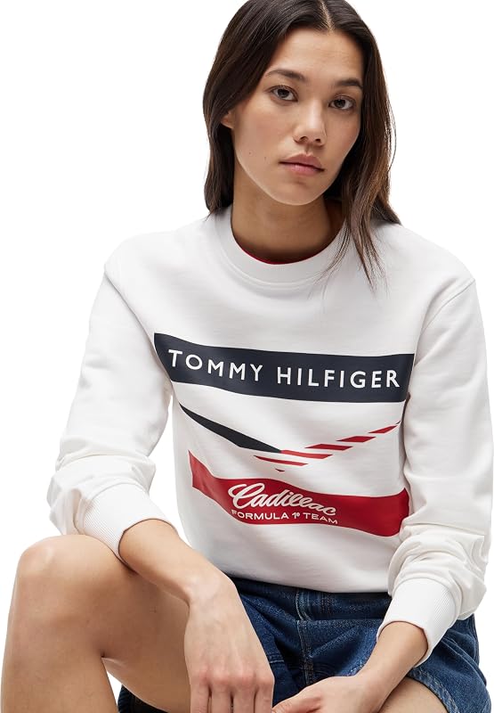Unisexe Sweatshirt TH X Cadillac F1 Chevron Crewneck Coton, Blanc (White), L — photo 3 sur 7