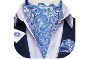 DiBanGu 3PCS Ascot Ties for Men Wedding Jacquard Woven 100% Silk Ascot Cravat for Men Cravat Tie and Pocket Square Set