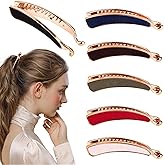 Luckycivia 6 PACK Women Classic Banana Hair Clip, Ponytail Holder Grips Clamp Accessory, Simple Retro Hair Barrettes for Women and Girls