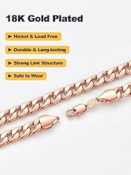 U7 Flat Link for Men Women|Rose Gold Plated 7MM