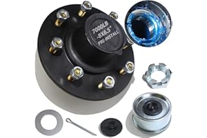 iBroPrat 1 Set Trailer Hub Kit 8 Bolt 6.5", Pre-Lubricated and Installed Trailer Axle Kit for 7000lb 8 Lug Trailer Hub Fits 2