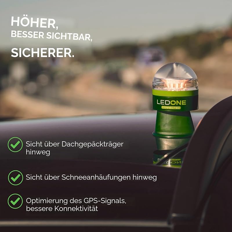 ERUM Vial - LEDONE Connected - Rundumleuchte LED V16 zugelassen von DGT mit obligatorischer Geolokalisierung für 2026 mit SIM-Karte und kostenlosen Daten bis 2038, Rundumleuchte V16 zugelassen in