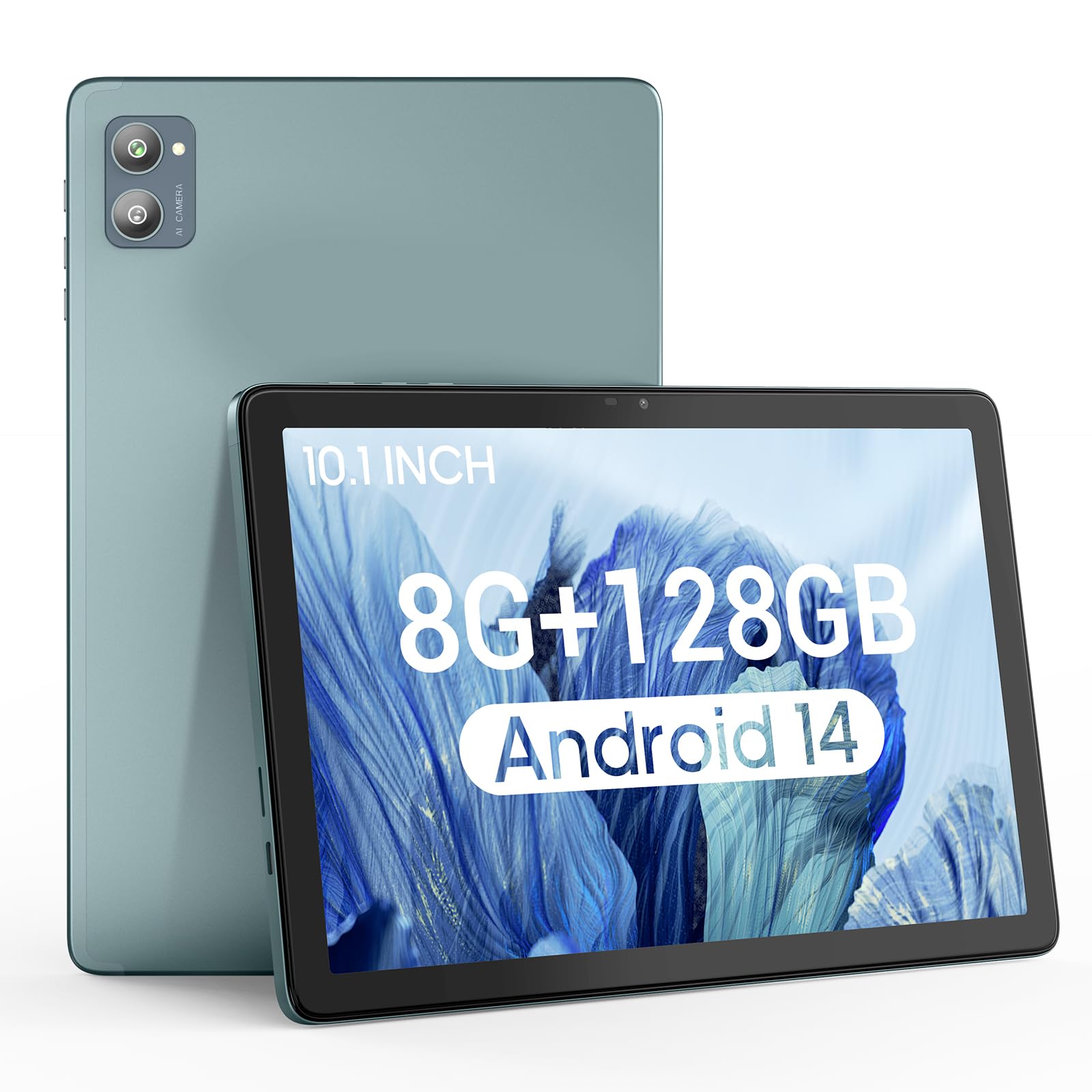 Photo 1 of WDYQJE 10.1 Inch Android Tablet, Android 14 Tablets with 128GB+8(4+4 Expand) GB, 2.4+5G WiFi Tablet PC with FHD IPS Touch Screen, Dual 13MP+5MP Camera, Dual Stereo Speakers, Bluetooth5.0, GPS