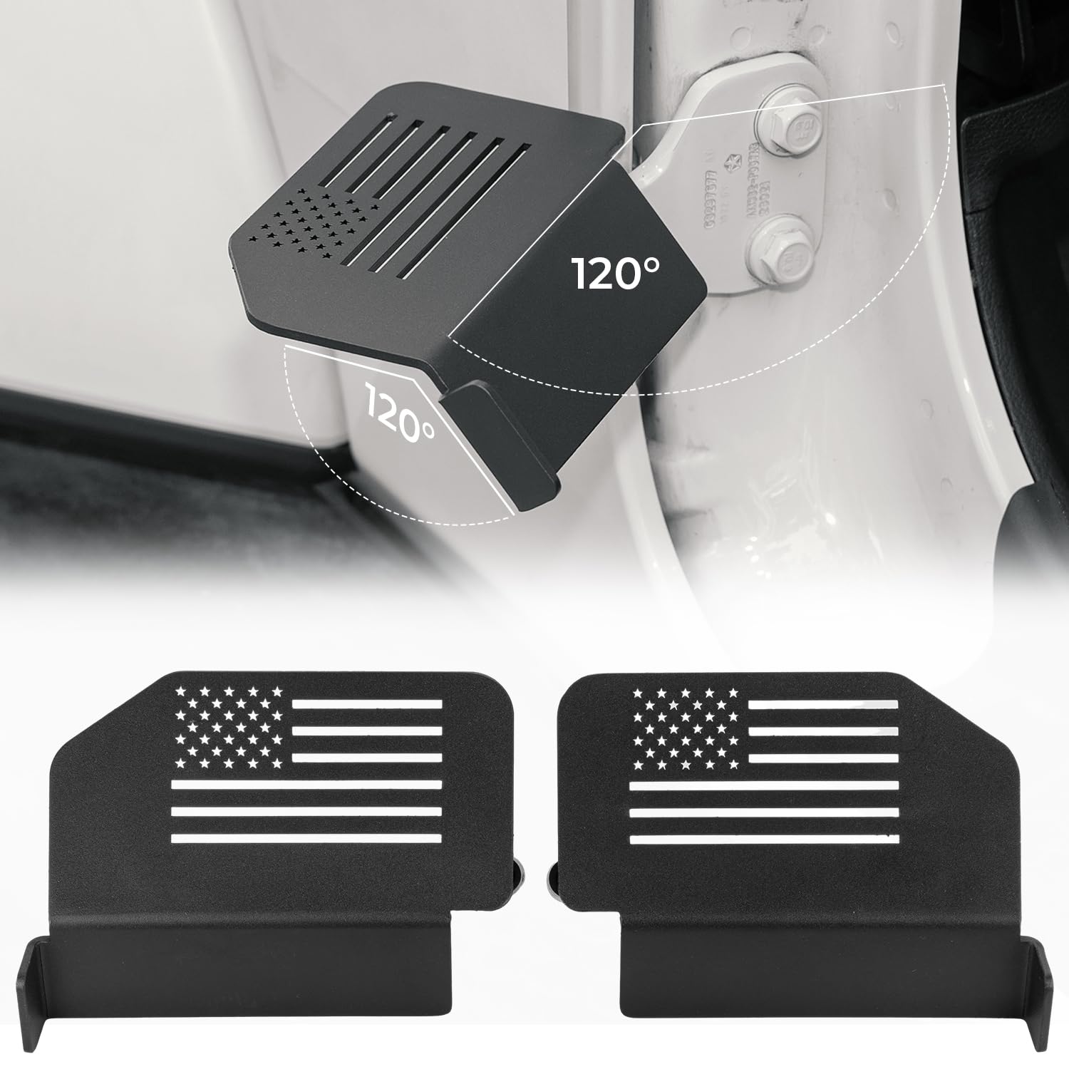 Photo 1 of JOYTUTUS 120° Upgraded Wrangler Foot Pegs Doors Off Compatible with Wrangler JK JL Gladiator JT 2007 to 2024, Exterior Door Hinge Foot Pegs Foot Rest Pedals (US Flag Pattern)