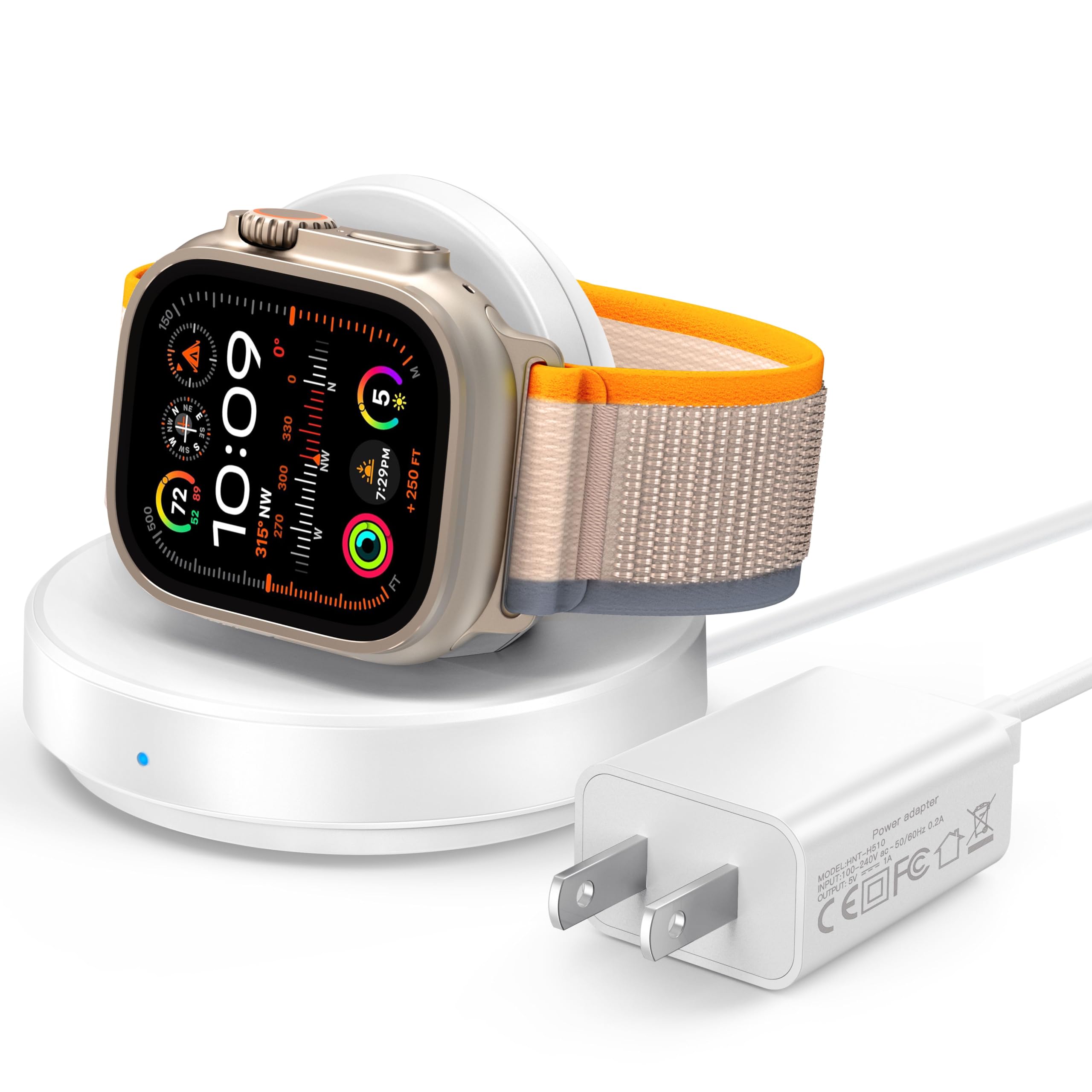 2026 Upgraded for Apple Watch Charger Magnetic Fast Charging Dock,Portable Wireless Charging Stand Compatible with iWatch Series Ultra/SE/11/10/9/8/7/6/5/4/3 Support Nightstand Mode-White With Adapter