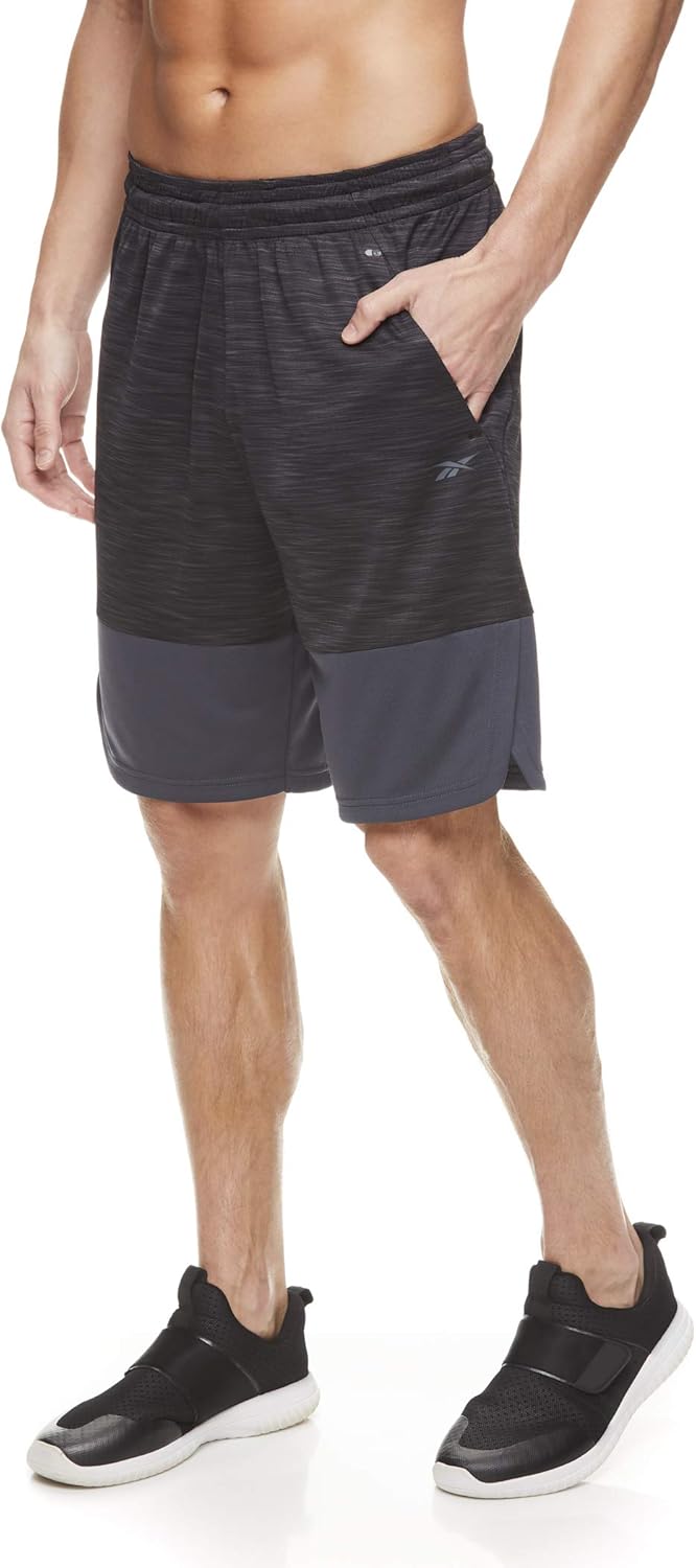 Reebok Men's Mesh Basketball Gym & Running Shorts w/Elastic Drawstring Waistband & Pockets: Clothing