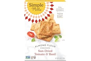 Simple Mills Almond Flour Crackers, Sundried Tomato & Basil - Gluten Free, Vegan, Healthy Snacks, Plant Based, 4.25 Ounce (Pack of 1)