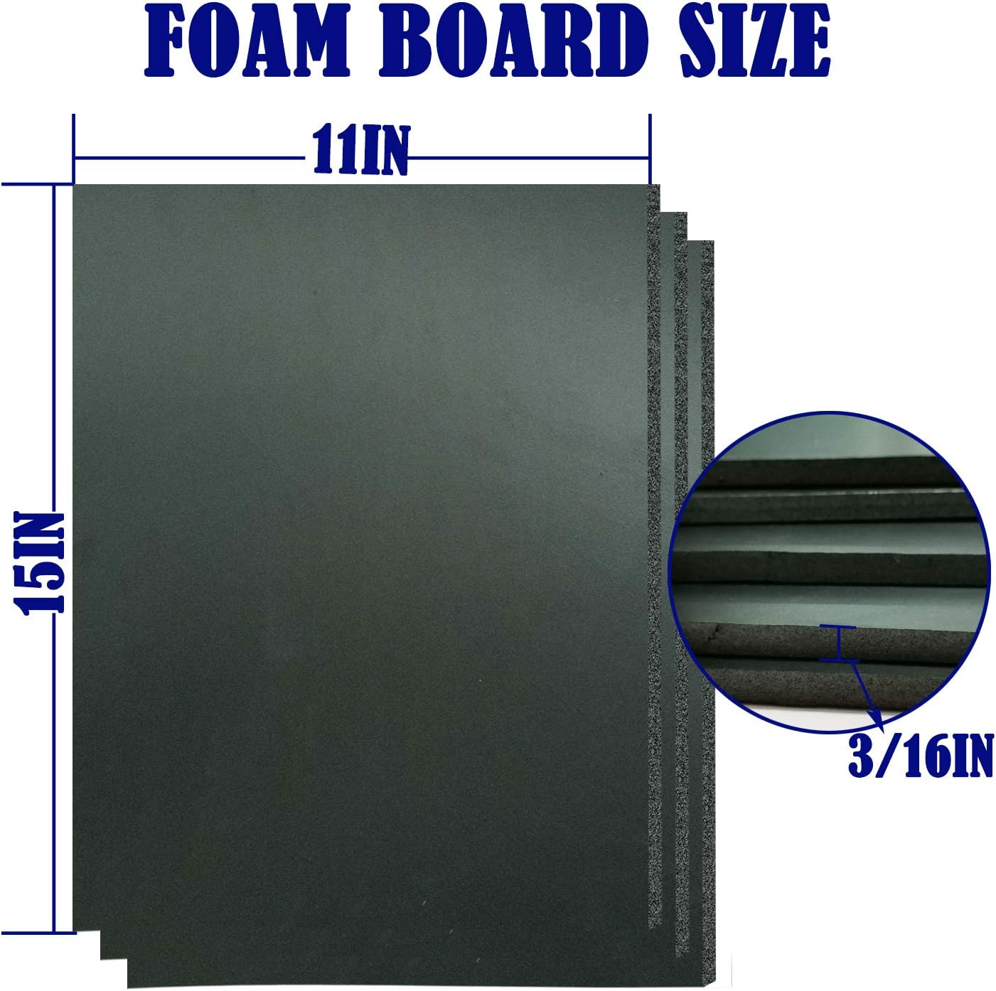 15Pack Foam Core Board, 11”x15” Black Foam Board, 3/16” / 5MM Thick Mat Board Center, Foam Backing Boards for Mounting Photographs and Artwork, 3-D Modeling, Signage, Poster Making : Office Products