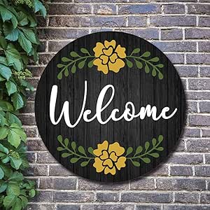 welcome sign door circle round signs decor