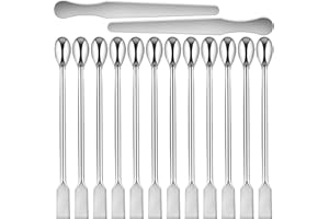 Artcome 12-Piece 7.87-Inch Long Handle Dual-Ended Spoon and Spatula Set, 201 Stainless Steel – Ideal for Stirring, Scooping, Scraping, and Sampling in Kitchens, Laboratories, and More