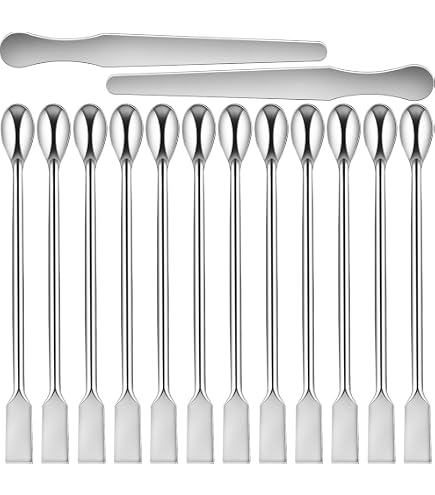 Micro Lab Scoop Spatula 8-Piece Stainless Steel Laboratory Micro Spoon ...