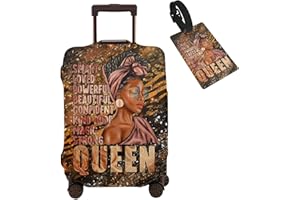 Tuizumy Travel Suitcase Protector African American Girl Elastic Protective Washable Luggage Cover With Concealed Zipper Suitable For 18-32 Inch (L (for 25--28 inch luggage))