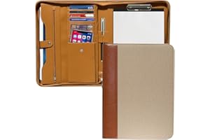 Filerix A4 Portfolio Organizer, Padfolio with Clipboard [Zippered Premium PU Leather] Portfolio Case A4 Clipboard [Card Slots
