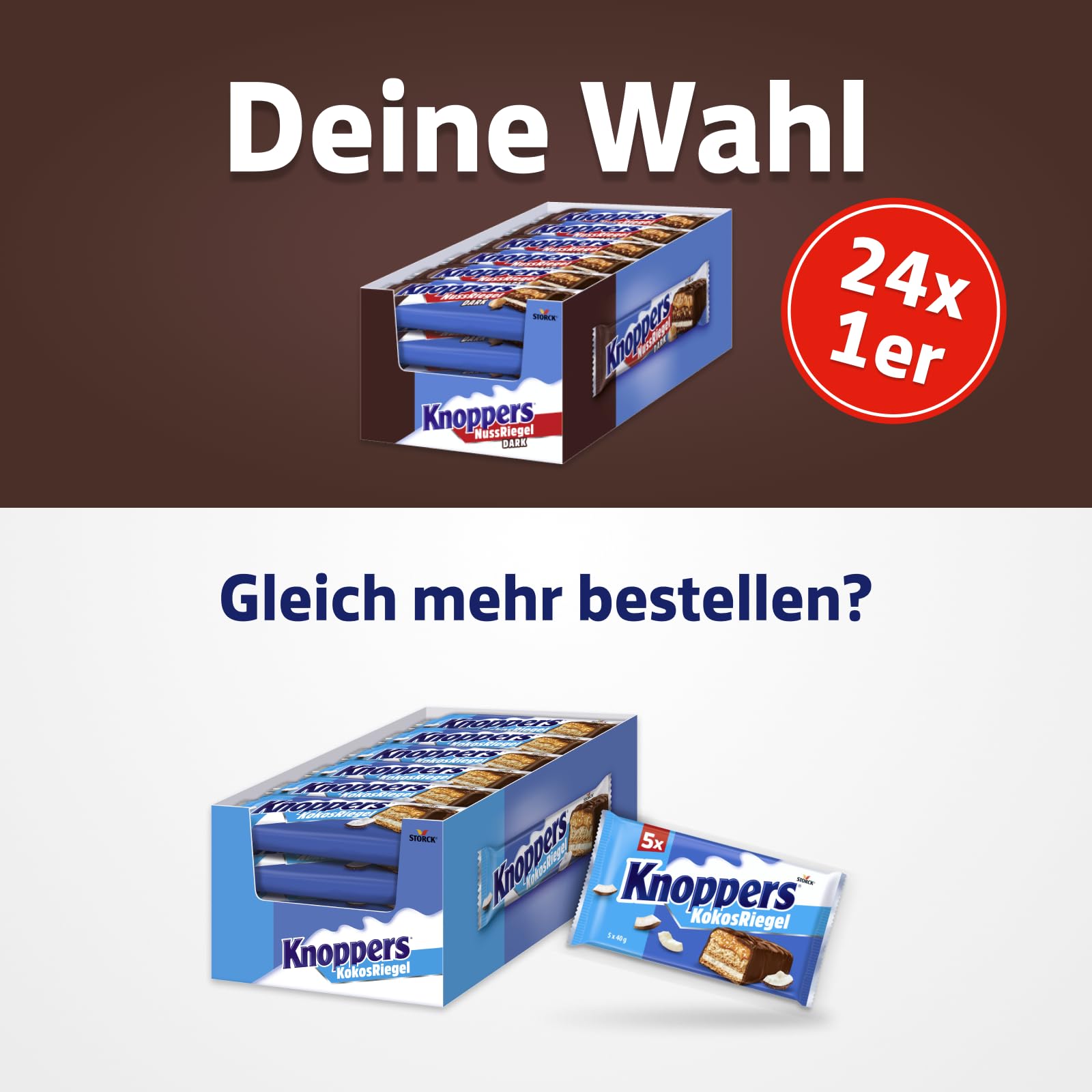 Knoppers NussRiegel Dark – 24 x 40 g Riegel – Schokoriegel mit Milch- und Nugatcreme, Haselnüssen, Karamell und Vollmilchschokolade 6