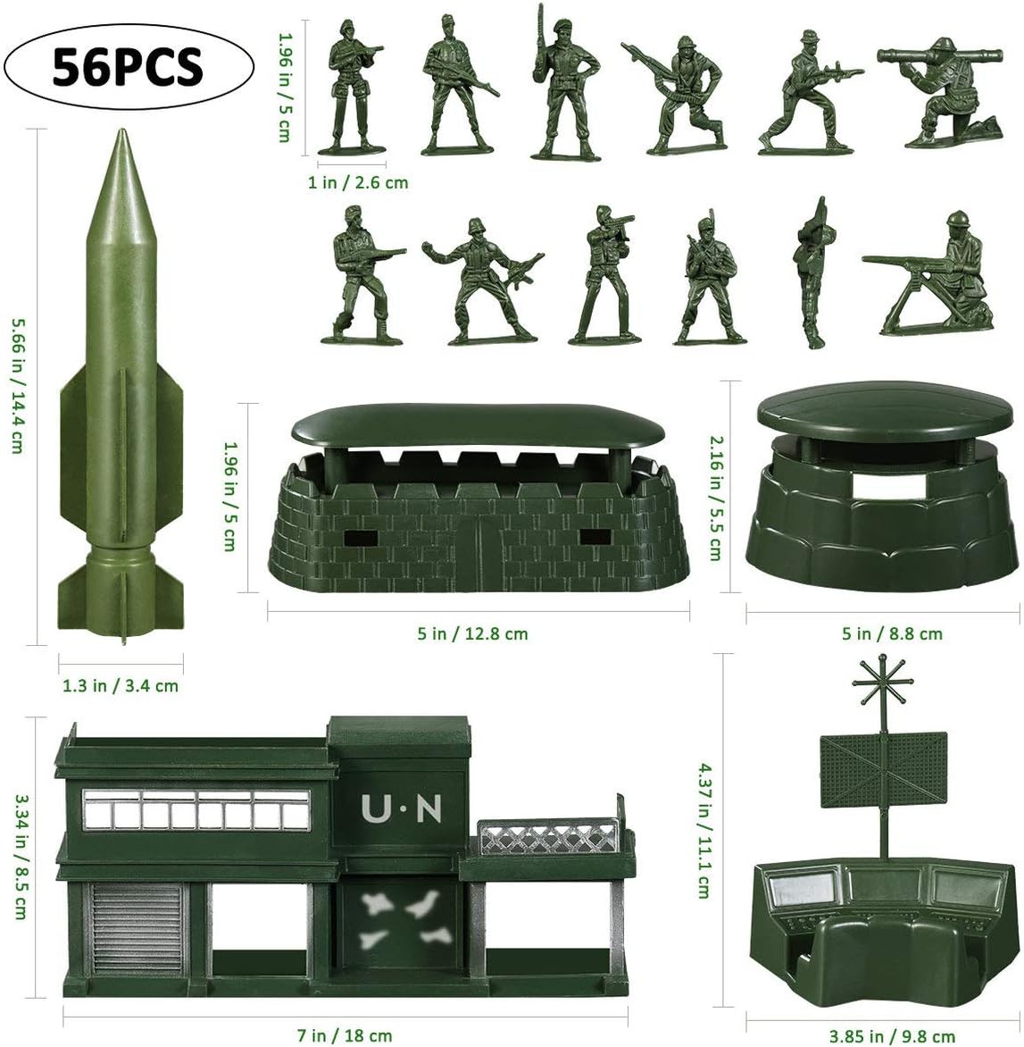 Action Figures, 56pcs Playset Plastic Soldiers Model Toy Men Figures Soldier Playset for Kids Toddlers Boys Educational Learning - Image 3