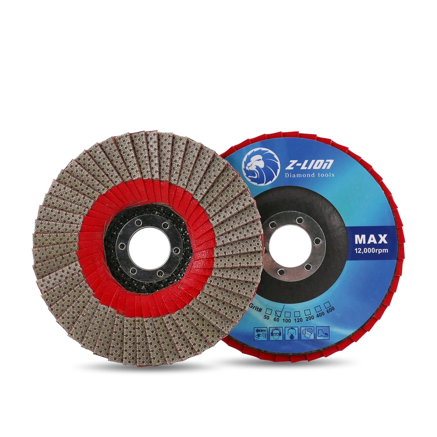 Flap Disc 60 Grit,Diamond Abrasive Flap Disc 5 Inch for Granite Marble Glass Hard Material