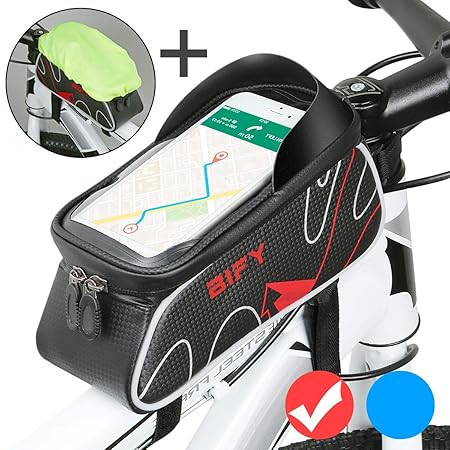 BIFY Fahrrad Rahmentasche für 6 Zoll Handys Fahrrad Handytasche Wasserdichte Rahmentasche mit TPU-Touchscreen für Fahrrad Han