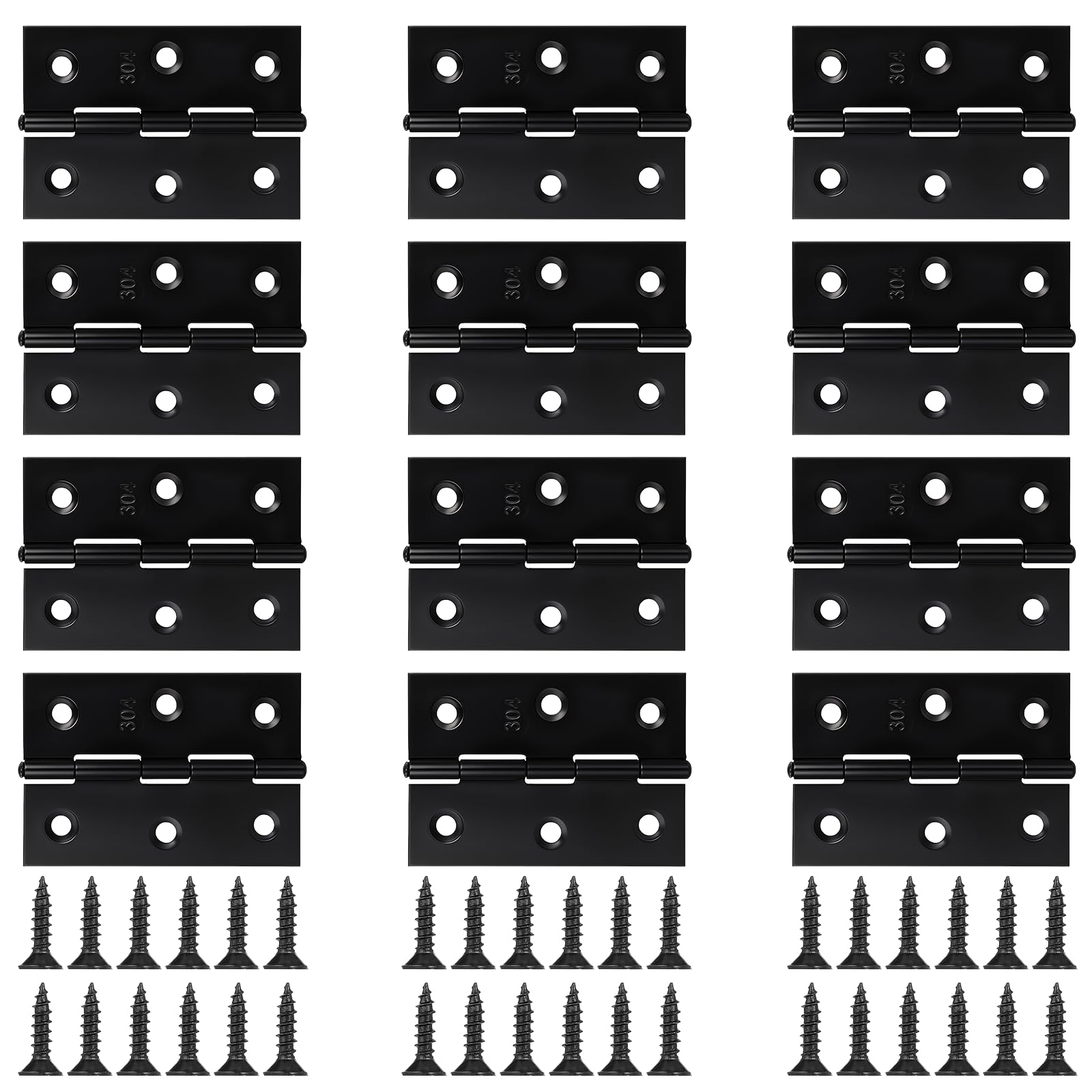 Photo 1 of 12 Pack Black Butt Hinges 3 Inch for Furniture Door Window Wooden Box Chest Cabinet Hinge