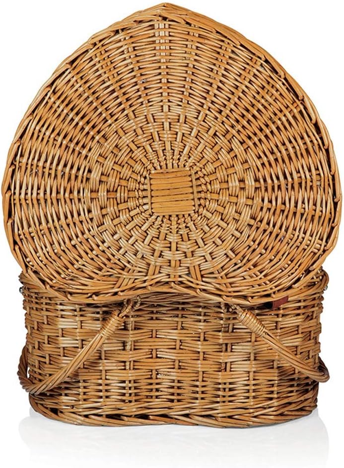 XiaoGao Wicker Basket Kitchen Home Garden Heart-Shaped Basket Picnic Handmade Multi-Functional Rattan with Lid