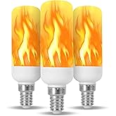 12Vmonster Fire Effect T6 T8 E12 LED Fire Candle Light Bulb Flame Flicker Tube Base Shape Novelty Lighting B11 Torch Rustic Farmhouse Bulbs 12mm Diameter, 100MM / 4.00
