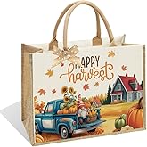 NBIAN Autumn Pumpkin Canvas Tote Bag for Women, Rustic Country Gift (Christmas Thanksgiving Birthday Mother's Day)