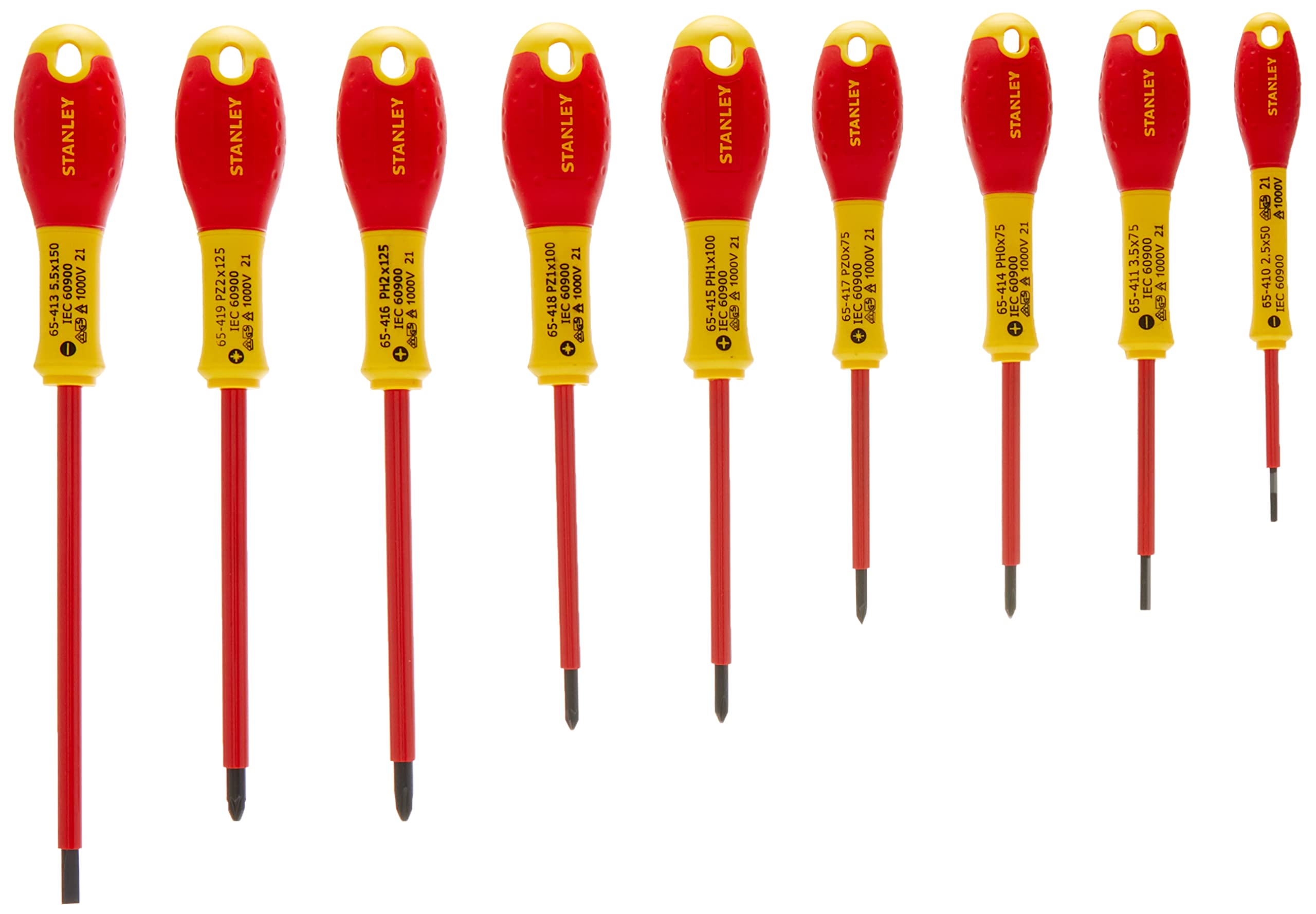 Stanley Screwdriver Set, 10 Piece, Soft Grip, Model 0-62-573, Alloy Steel, Multi-color