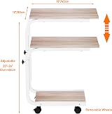 SIMPDIY Height Adjustable Side Table with 4 Wheels White Oak Iron view 3