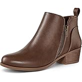 mysoft Women
s Ankle Boots Low Chunky Heel Round Toe Casual Comfortable Short Booties with Side Zipper
