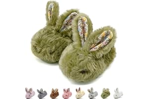 Duovodu Toddler Slippers Girls Boys Kids Bunny House Slipper Winter Cute Rabbit Slippers Warm Soft Plush Fuzzy Slippers Indoor Non-Slip Animal Cartoon Slippers
