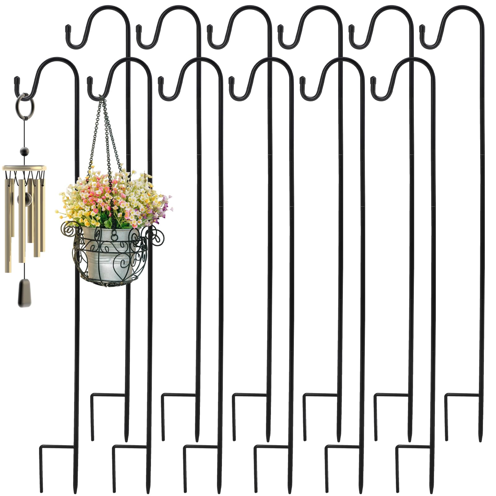 Photo 1 of Suzile 12 Pcs 32 Inch Shepherds Hooks for Outdoor Bird Feeders Pole Metal Garden Hooks Hangers for Hanging Plants, Lanterns, Solar Lights, Windchime, Weddings Decor