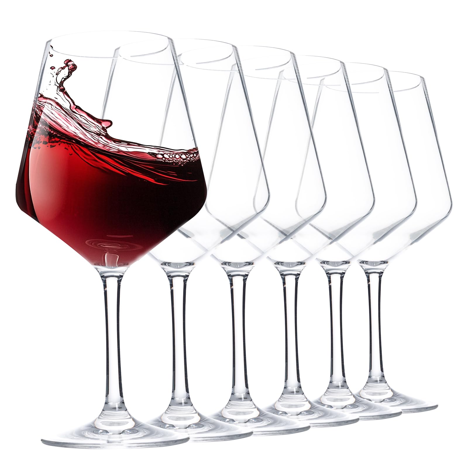 Photo 1 of 16-ounce Unbreakable Wine Glasses-Acrylic Plastic Stem Wine Glasses, set of 6-All Purpose,Red or White Wine Glass,Dishwasher Safe,BPA Free (Clear, Small)