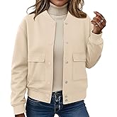 ETCYY NEW Bomber Jackets for Women 2025 Trendy Fall Winter Cropped Coats Button Down Casual Varsity Jacket with Pockets
