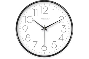 WISKALON Silent Wall Clock, Modern 8 inch Battery Operated Wall Clock for Bedroom, Kitchen, Bathroom, Office, Home, Living Ro