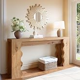70.9" Farmhouse Entryway Table, Wood Console Table, Behind Couch table | Extra Long Sofa Table, Wavy Edge Design Console Table for Entryway, Entrance, Hallway, Forey, Living Room, Light Brown