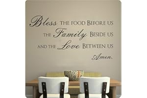 WALLPRESSIONS 43" Bless This Food Before Us The Family Beside Us and The Love Between Us Wall Decal Sticker Art Home Décor